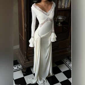 Meshki Electra Slinky Lace Maxi Dress - Ivory - Like New